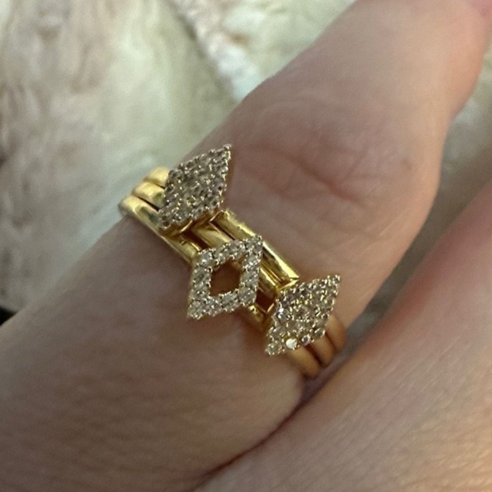 Noir Jewelry Gold Diamond Shape Triple Band Stacking Ring Set Size 7